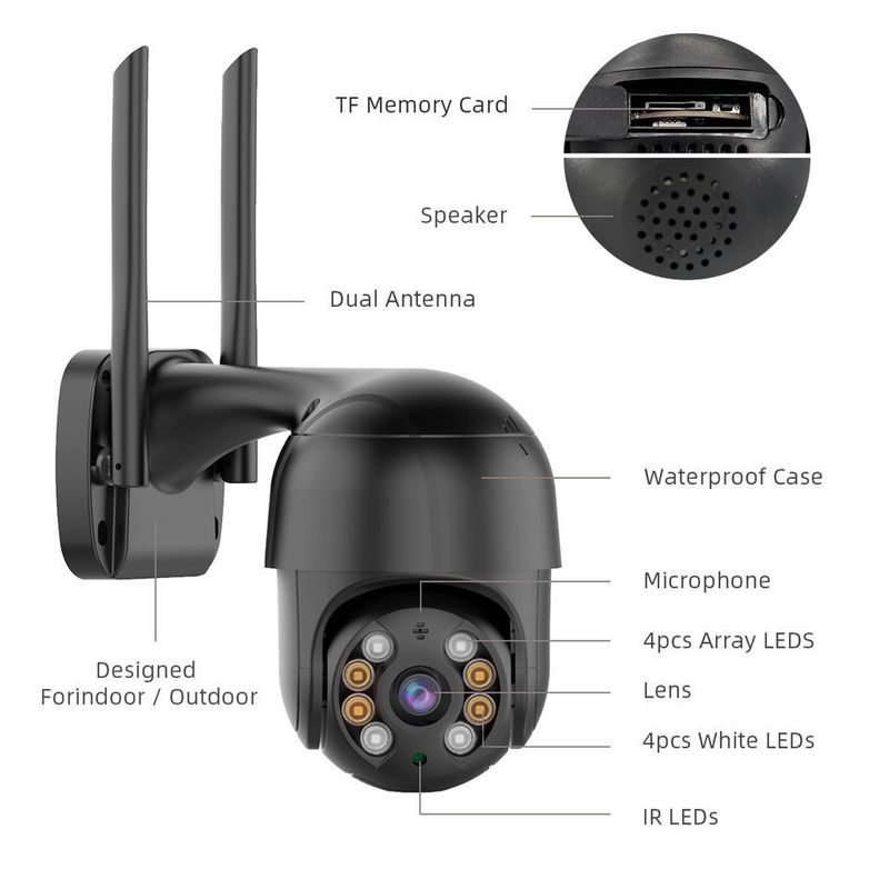Icsee4K8MP Wireless WiFi Network Surveillance Camera Ball Machine PTZ Ball Machine 2 Inches Xiongmai_voghion.com