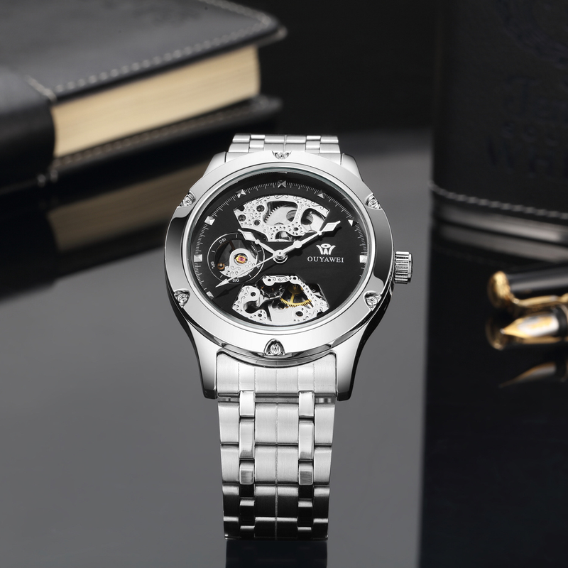 OUYAWEI nuovo orologio da uomo impermeabile con cinturino in acciaio tourbillon fondo cavo orologio meccanico completamente automatico_voghion.com