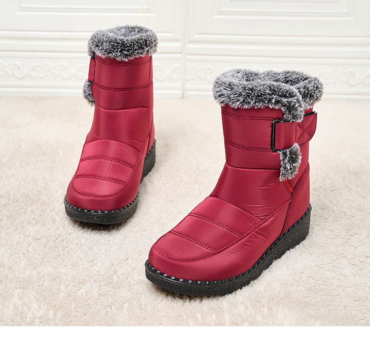 Women's Winter Snow Boots With Fleece Lining, Thick High-Top Warm Shoes, Slip-Resistant Sole, Casual Zip-Up Ankle Boots For Women_voghion.com