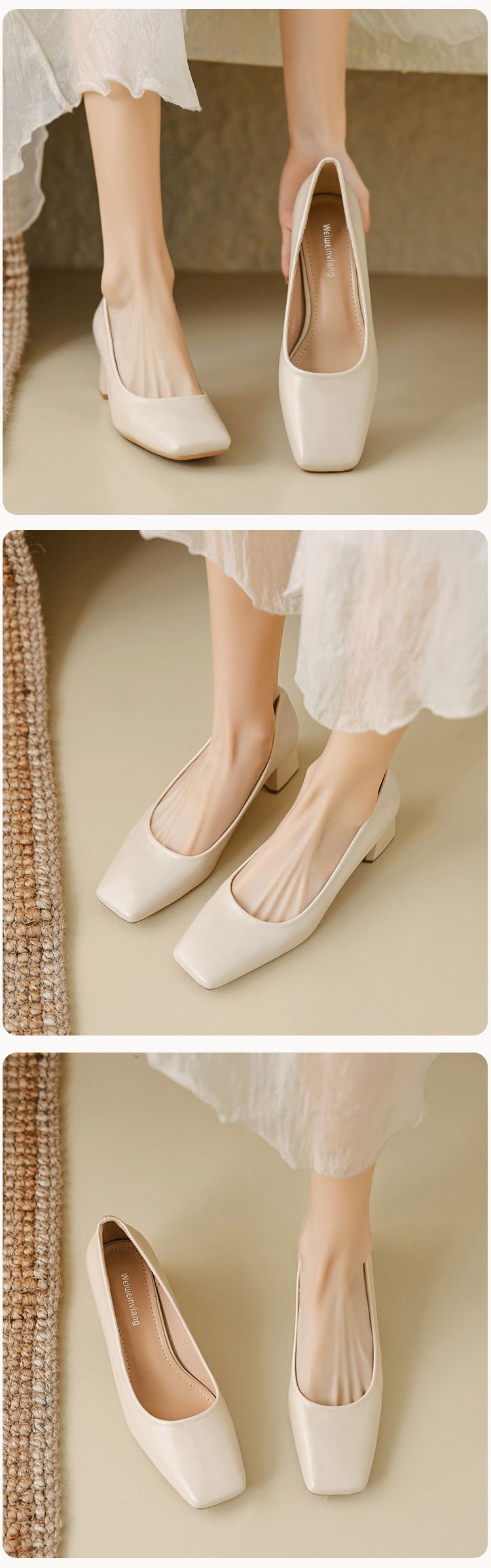 Coarse Heel Single Shoes Women's Shallow Mouth Temperament Commuting Work Shoes One Pedal Temperament High Heels_voghion.com