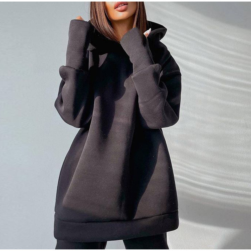 Women's hoodie fall and winter fleece sports two-piece set_voghion.com