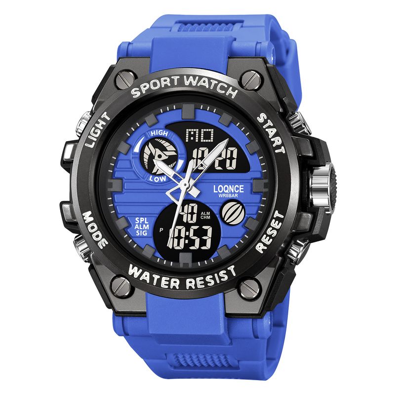 LOQNCE Nuovo prodotto Orologio elettronico impermeabile multifunzione a doppio display con quadrante grande per studenti maschi 98002_voghion.com