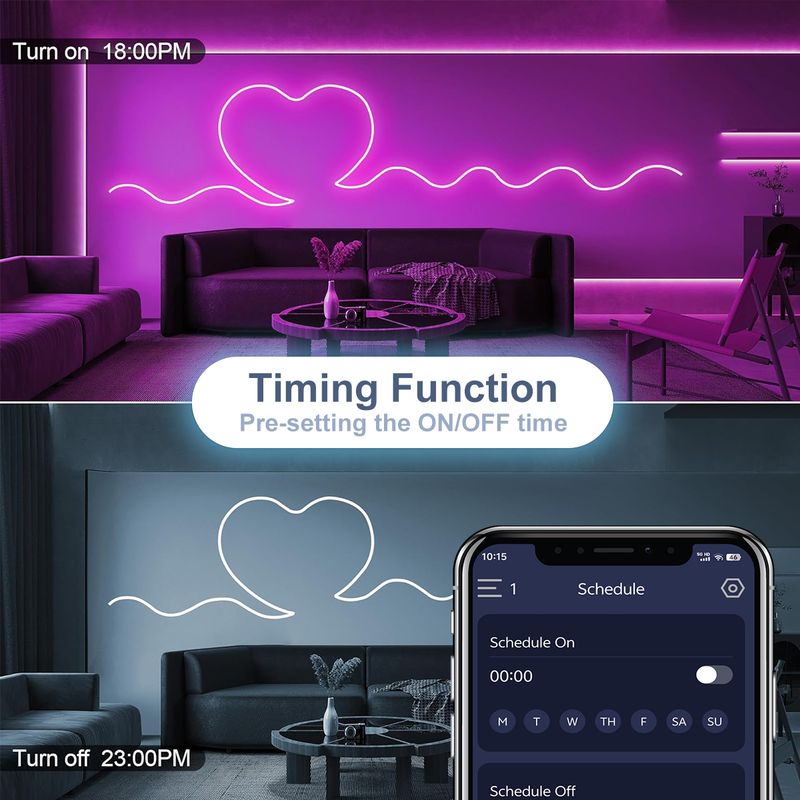 Striscia LED 5V Bluetooth RGBIC Striscia Neon Telecomando con Sincronizzazione Musicale Decorazione Fai da Te per Camera da Letto Luce Ambientale Cambiante_voghion.com