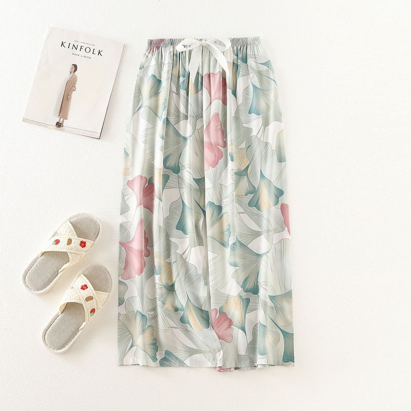 Women's Sleepwears Cotton silk pajama pants beach pants can be worn over a large size home dress nine point pants_voghion.com
