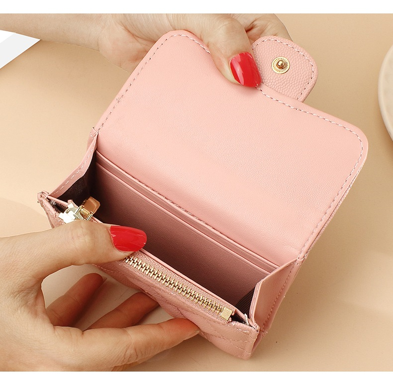 Großhandel brieftasche frauen kurze neue raute rindsleder karte brieftasche münze tasche nische design geldbörse weibliche echtes leder_voghion.com