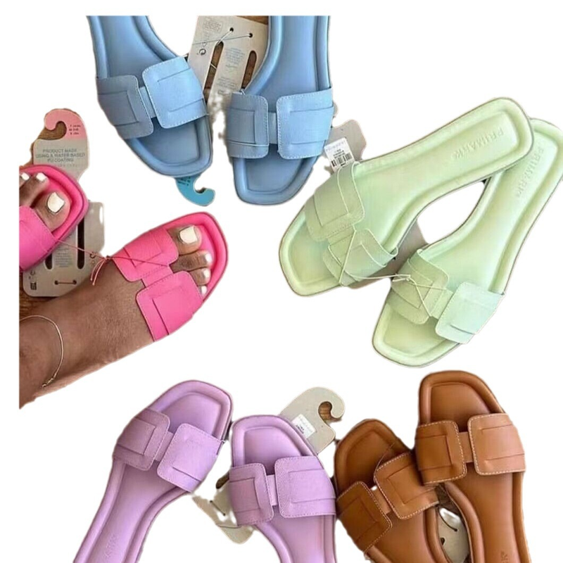 Marke Bequeme One-Face-Schuhe Leder Casual Trend Round Head Damenhausschuhe_voghion.com