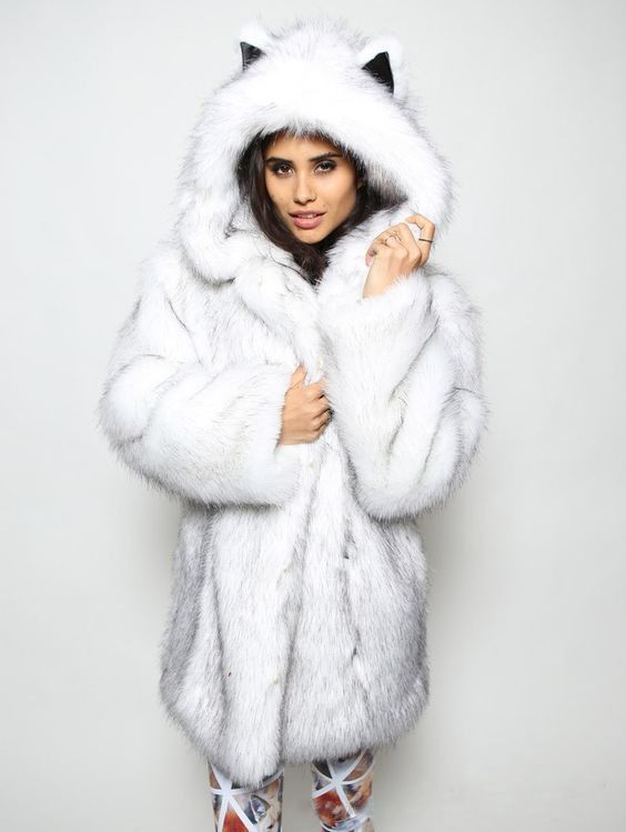 Luxury Faux Fox Fur Coat For Women - Winter Warm Hooded Long Coat, Plus Size 3XL, Elegant Casual Outerwear In White, Grey, Black & Snow Fox_voghion.com