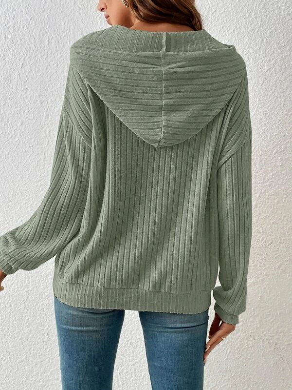Felpa oversize con cappuccio da donna con tasca a marsupio - Pullover in maglia a righe e quadri, abbigliamento casual da strada, fodera in morbido pile misto cotone_voghion.com