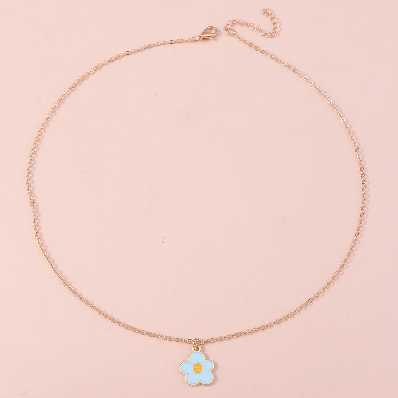 1 pz. Collana con sorriso smaltato adorabile per donne, collane con ciondolo a forma di fiore colorato, orecchini, ragazze, bambini, regali di compleanno_voghion.com