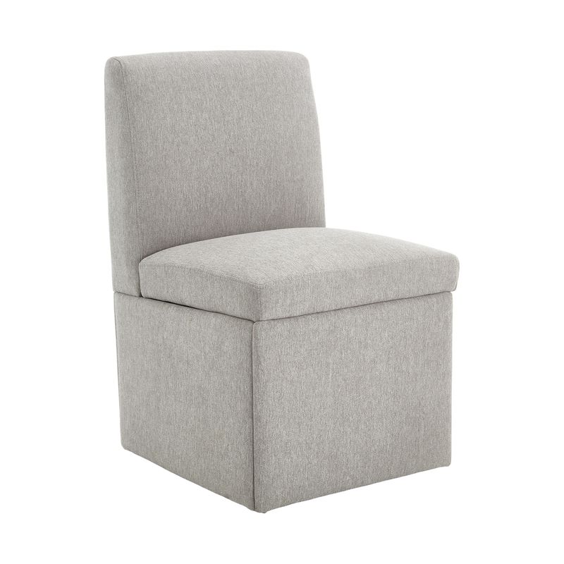 Esszimmerstühle 2er Set Drehstühle Mit Rollen, Weiß Light Grey Leinen_voghion.com