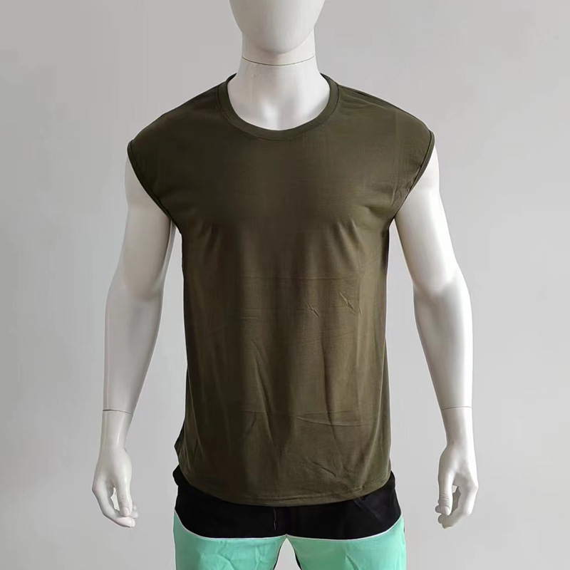 Herren Sommer Ärmelloses T-Shirt Tops Casual Loose Solid Color Dünner Abschnitt Schulter Unterhemden_voghion.com