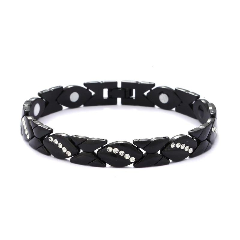 Bracelet réglable magnétique Yunjin New Leaf incrusté de diamants en cuivre rouge antique brossé_voghion.com