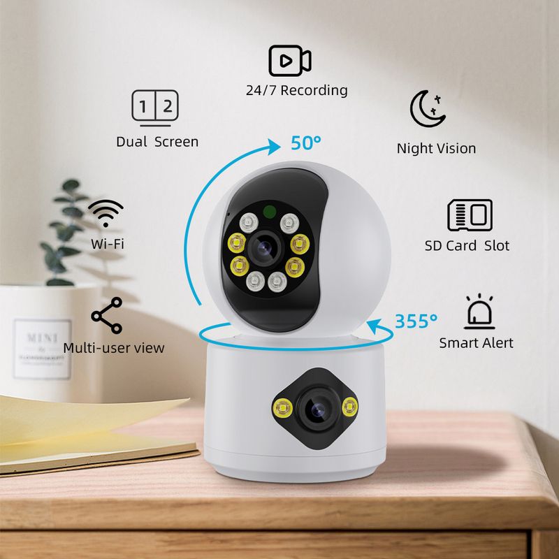 ICSEE 6MP WiFi IP Babymonitor med dobbel linse Farge Nattsyn Menneskelig Automatisk Sporing Video Smart Hjem Overvåkingskamera_voghion.com