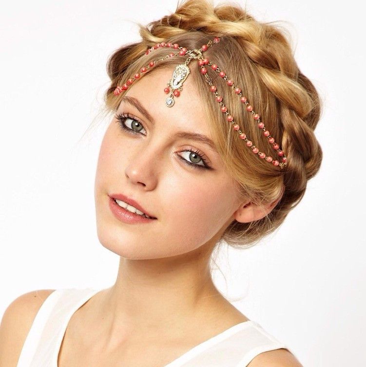 Cadena para el pelo estilo princesa bohemia con accesorios para el cabello de acrílico de lujo con diamantes góticos retro, tocado con cadena para la cabeza_voghion.com