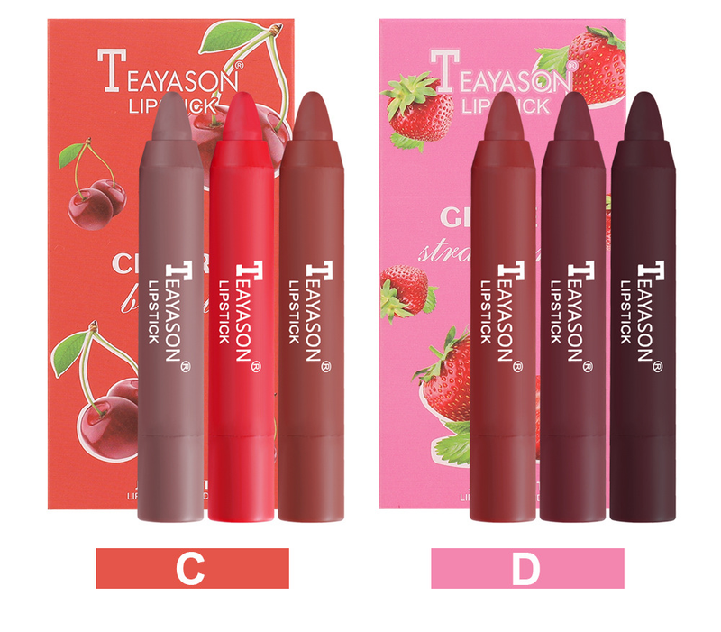 Set di 3 rossetti in pastella per il trucco - Mini kit di rossetti opachi e vellutati_voghion.com