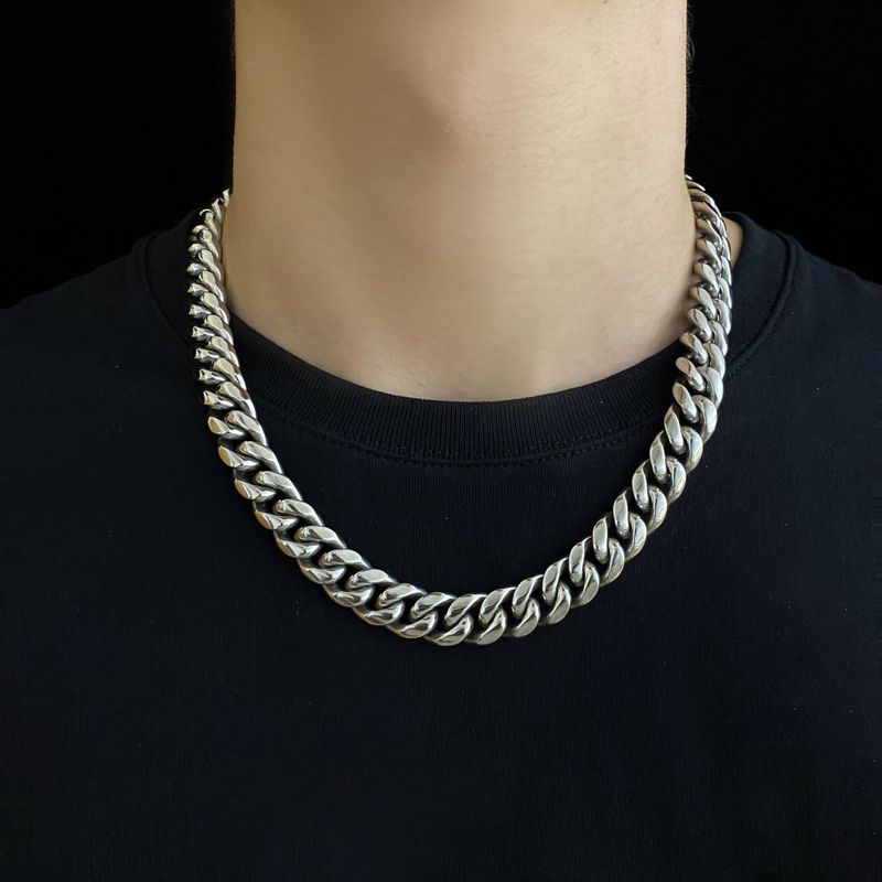 Dreidimensionale Schneide Kubanische Gliederkette Hip Hop Halsband Kubanische Schlüsselbeinkette Männliche und weibliche Halskette_voghion.com