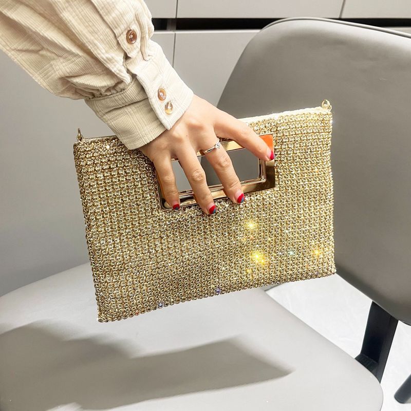 Women's Shiny Rhinestone Handbag Designer Chain Shoulder Handmade Evening Bag_voghion.com