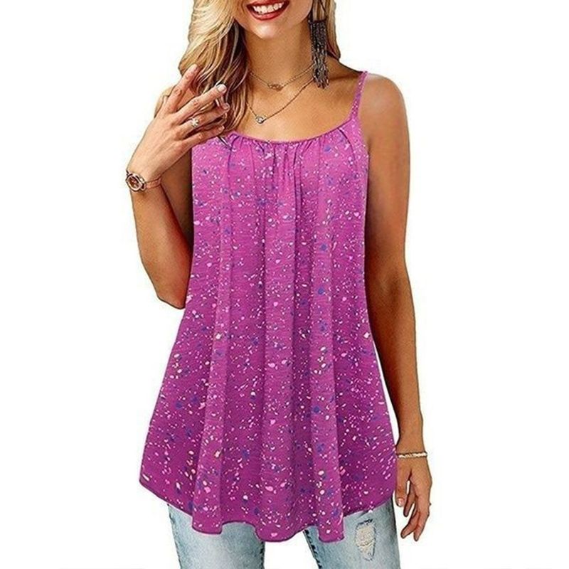 "Floral Ruffle Strap Dress - Flowy Maxi, Elastic Waist, Breathable Milk Silk & Polyester Blend (S-6XL)"_voghion.com