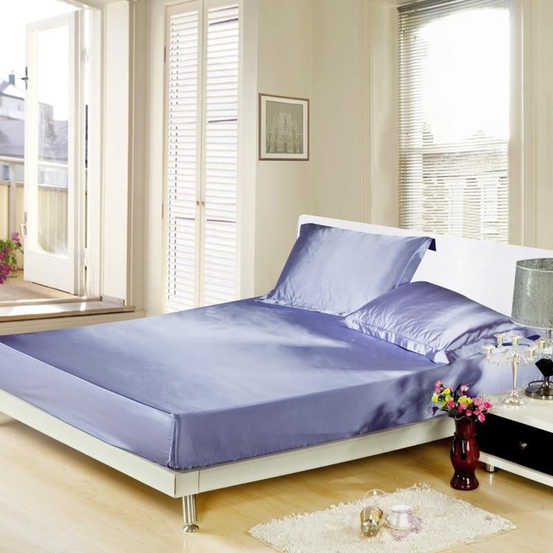 Drap de lit en satin soyeux de couleur unie Simmons Cover 1 pièce_voghion.com