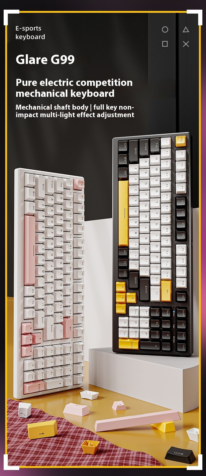 Göz kamaştırıcı G99 üçüncü deneme sınavı kablosuz Bluetooth mavi kırmızı eksen ofis E-spor oyunu masaüstü dizüstü bilgisayar mekanik_voghion.com