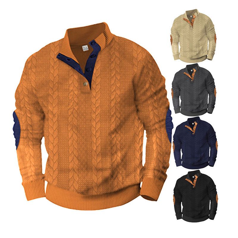 2024 New Jacquard Buttoned Henry Collar Autumn Winter Long Sleeve Patch Embroidered Casual Sweatshirt_voghion.com