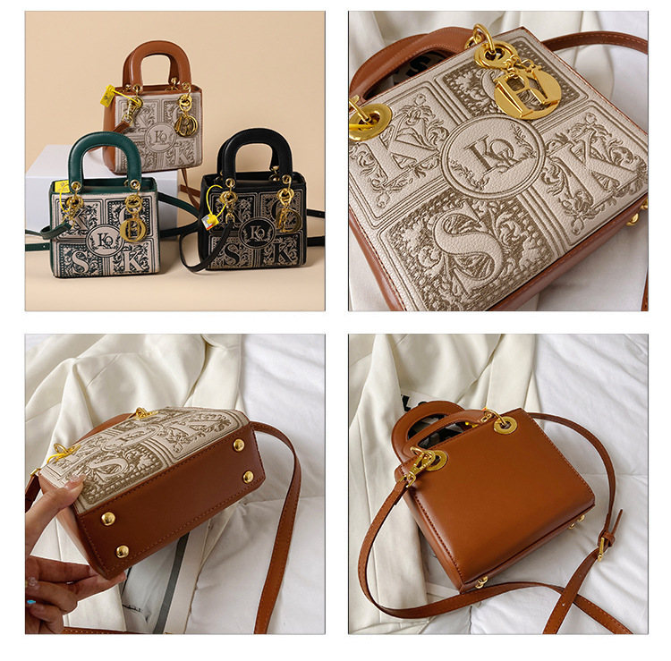 Niche design bag women 2023 new autumn and winter all-match portable crossbody Diana bag fashion embroidery small square bag_voghion.com