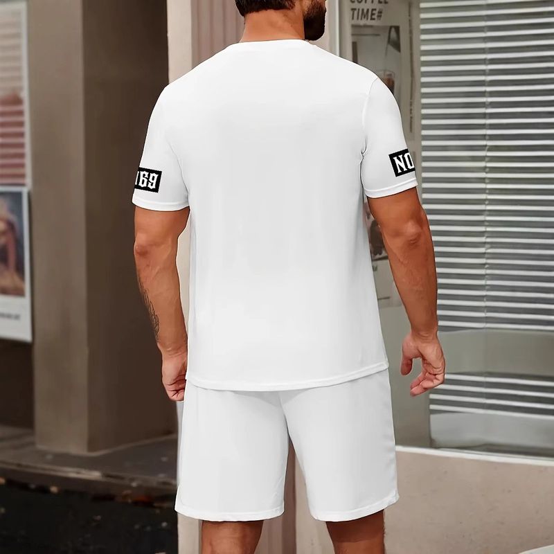 ActiveGo ActiveGo Cross-Border European And American New Fashion Men's Shors Shor Sleeve Casual Sporswear Los Angeles Leer T-Shir_voghion.com