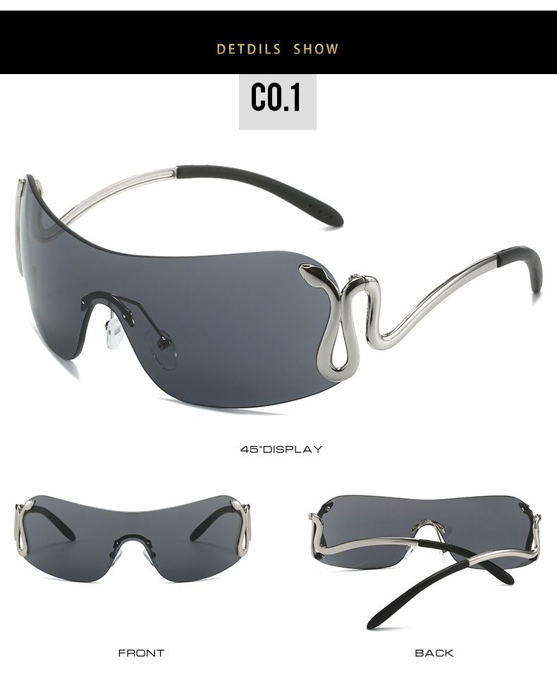 Uemi Nieuwe Mode Randloze Zonnebrillen Voor Vrouwen Mannen Slang Decoratie Metalen Frame Zonnebrillen Tinten UV400 Brillen_voghion.com