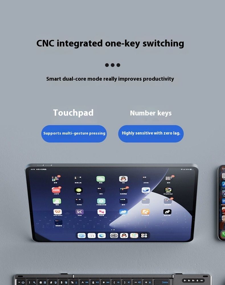 Heiß verkaufte dreifach gefaltete Tastatur, kabellos-Bluetooth-faltbare kleine Tastatur, geeignet für Desktop-Computer, Laptop-Tastaturen, Maus-Sets_voghion.com