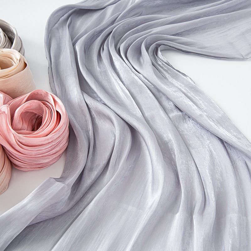 Novo lenço longo de seda brilhante e respirável, estilo transfronteiriço, com estampa de chiffon, cor sólida, simples, malaio, indonésio, para mulheres_voghion.com