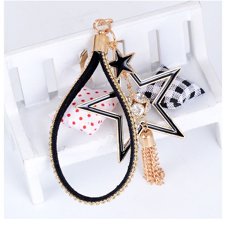 Yisiya Creative Small Gift Five-Pointed Star Korean Diamond Ball Car Keychain Exquisite Women's Bag Pendant_voghion.com