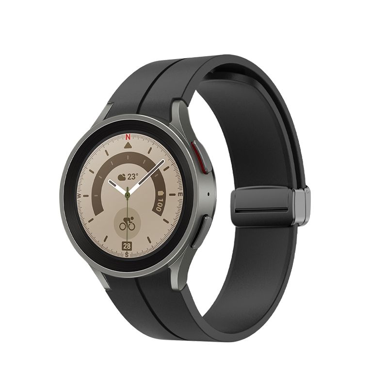 Voor Samsung Galaxy Watch5 40mm / 44mm / Pro 45mm Vouwsluiting Siliconen Horlogeband (Zwart)_voghion.com