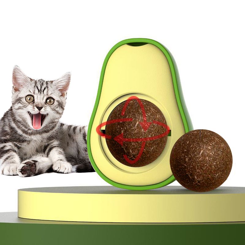 Guangying Katzenspielzeug, kreatives Zahnreinigungsspielzeug, rotierender Avocado-Katzenminze-Ball, Katzen-Kauspielzeug, Heimtierbedarf_voghion.com