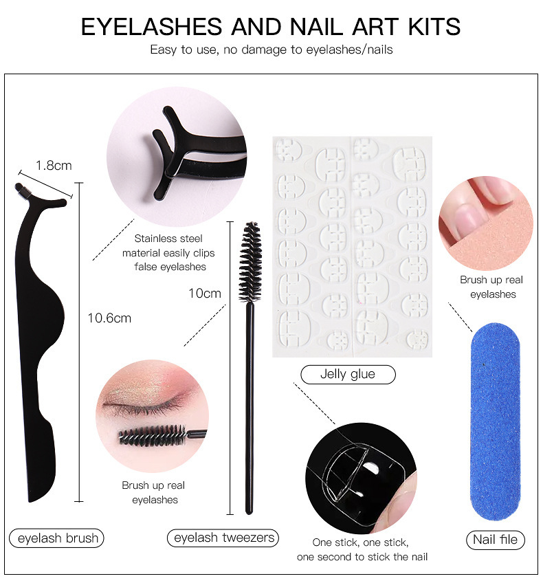 Halloween-Maniküre-Set für künstliche Wimpern mit Halloween-Nagelstücken, künstliche Nägel, Kürbis-Geist-Wimpern, unverzichtbar für Halloween-Partys_voghion.com