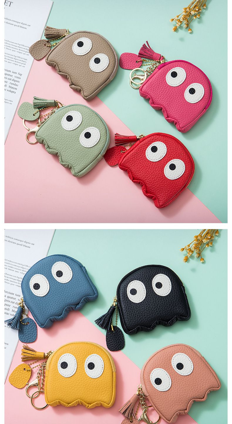 Niche design ins cute Japanese and Korean soft top layer cowhide coin purse mini cartoon leather small bag_voghion.com