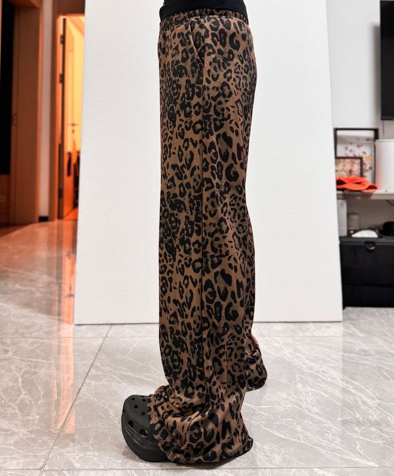 Spodnie damskie Street Dance Leopard Print Sports Skateboard Casual Wide-Leg Straight Long_voghion.com