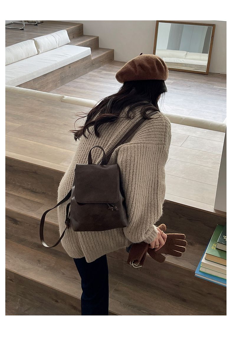 2024 Spring/Summer New Fashion Versatile Popular Small Brown Women's Backpack_voghion.com