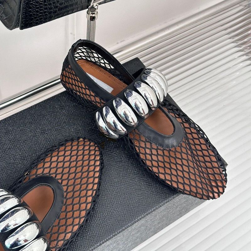 Mary Jane Ballerinas – Atmungsaktive Schuhe mit metallischer Schnalle und Mesh (Bequem, stylisch, leicht für Damen, für den Sommer, Freizeit und zum Tanzen)_voghion.com