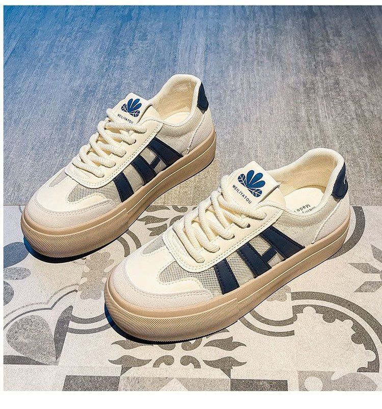 Nischendesign Mesh-Sportschuhe Damen Moral Training Board Schuhe Trendy Dickbesohlte Weiße Schuhe_voghion.com