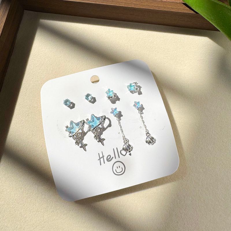 Ocean Star Super Immortal Explosive Clear Stars Premium Ohrstecker Design Temperament Vielseitige Ohrringe_voghion.com