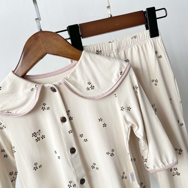 Pijamas para niños de estilo coreano Minicowmother, ropa de otoño e invierno para el hogar, ropa antibacteriana con aire acondicionado para bebés, traje para niños_voghion.com