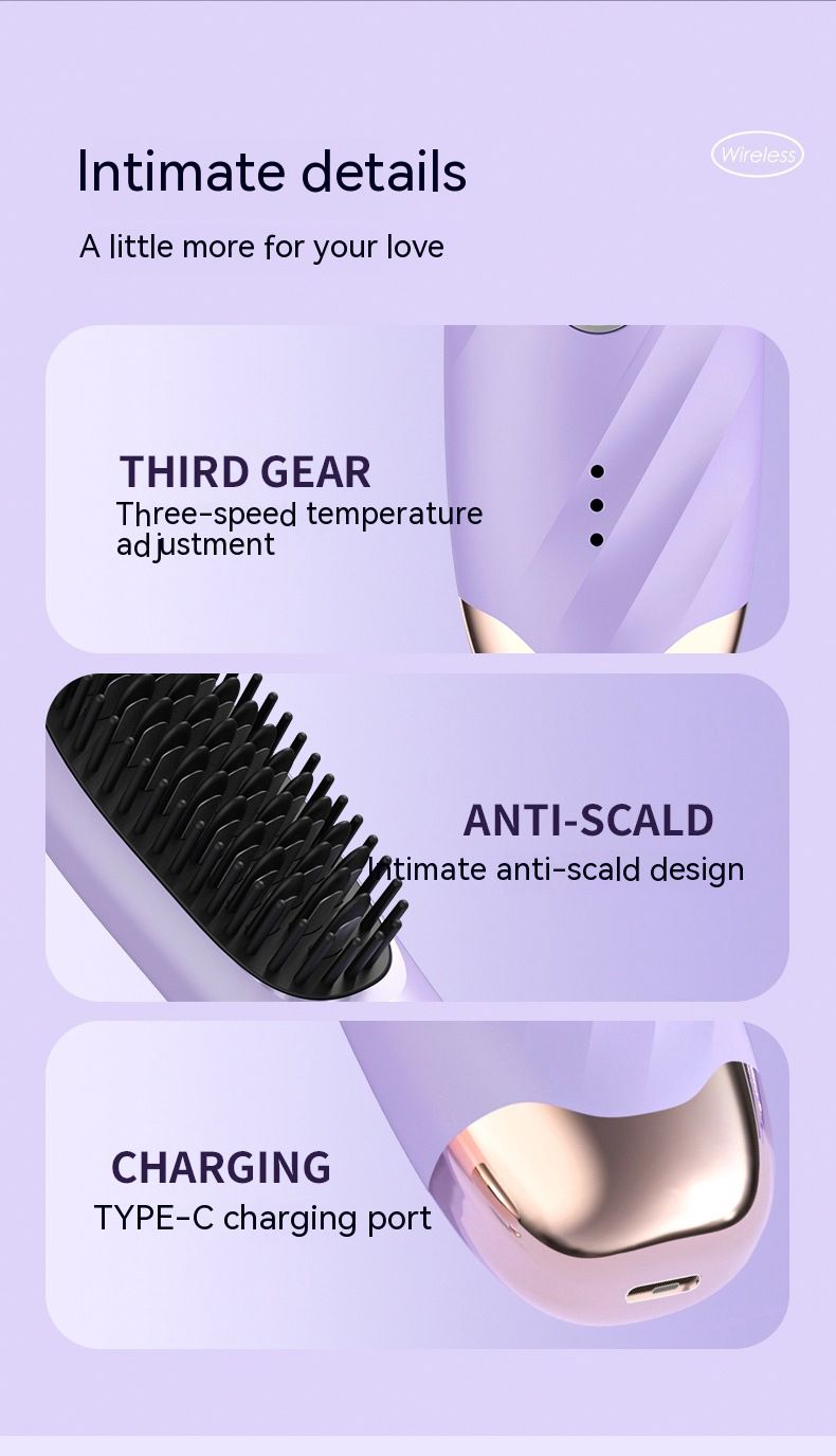 New lazy straight hair comb wireless hair straightener small USB charging portable travel curling and straightening dual purpose artifact_voghion.com
