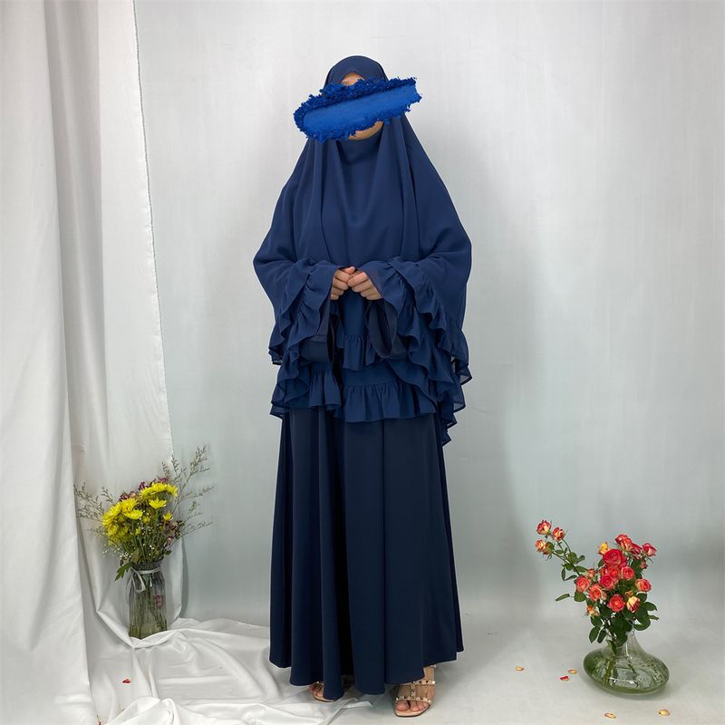 Ramadã longo chiffon babados khimar abaya muçulmano niqab lenço grande islam roupas de oração eid djellaba turbante de camada dupla hijabs_voghion.com