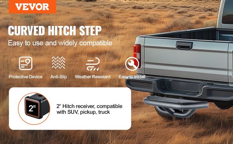 VEVOR Hitch Step For 2" Receiver Universal Trailer Tow Rear Bumper Guard Steel_voghion.com