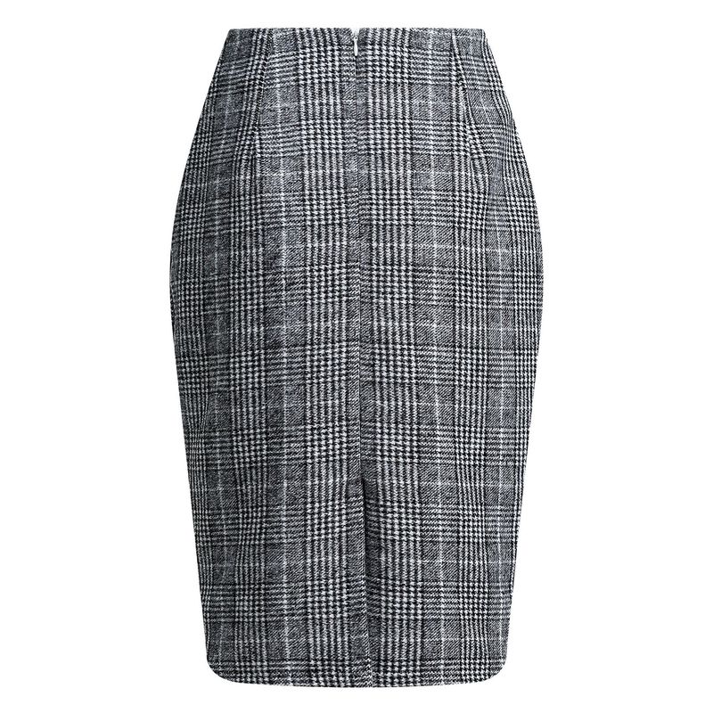 Gonna a tubino da donna Gonna scozzese Gonna MIDI in lana aderente al ginocchio a vita alta autunno inverno_voghion.com