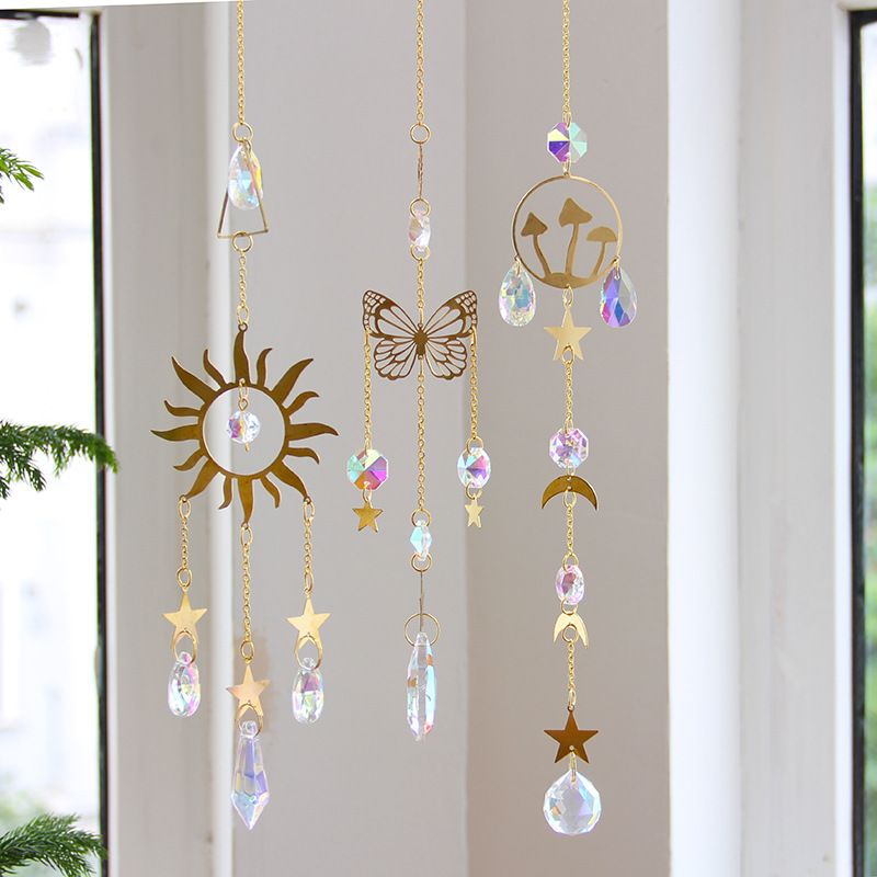 Crystal Pendant Moon Star Ornament Hanging Decorative Wind Chime_voghion.com