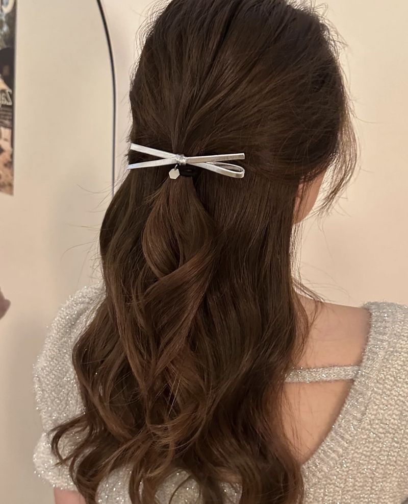 combination Bow Hair Card Button Type Atmospheric Sense Of Temperament Bangs Side Duckbill Clip Hair Accessories_voghion.com