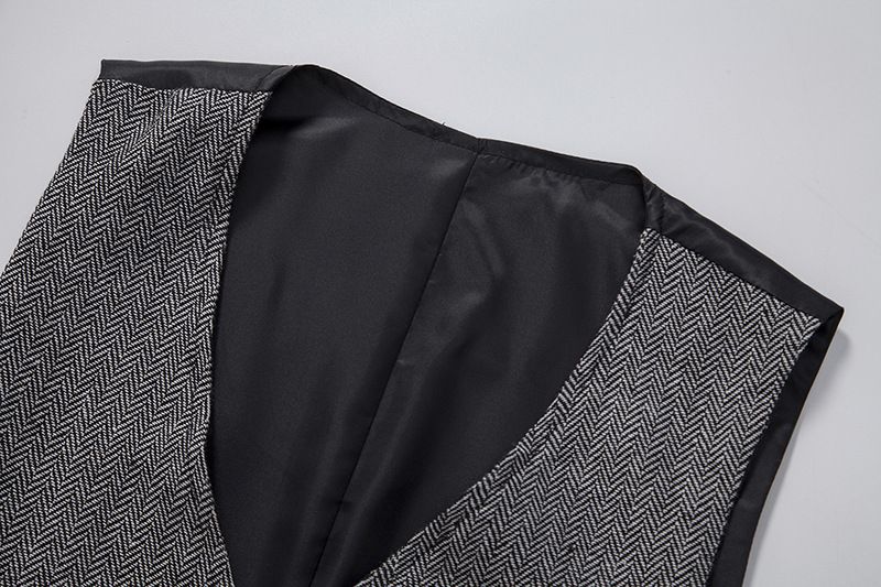 Enkelknäppt väst för herrmode V-ringad kostym_voghion.com