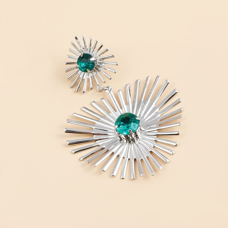 Pendientes de sol con gema de corazón esmeralda de alta gama, exagerados, de lujo, con incrustaciones de diamantes, para mujer_voghion.com