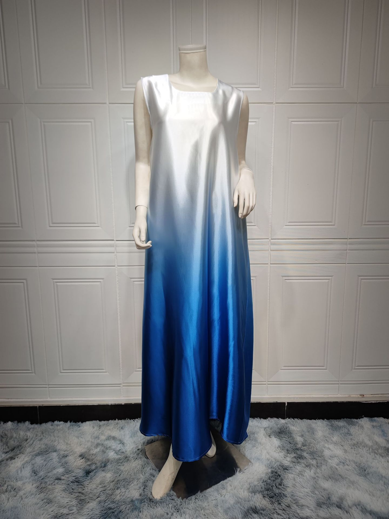 Women's Clothing Middle East Dubai Malaysia solid color gradient fashion feather abaya two piece dress _voghion.com